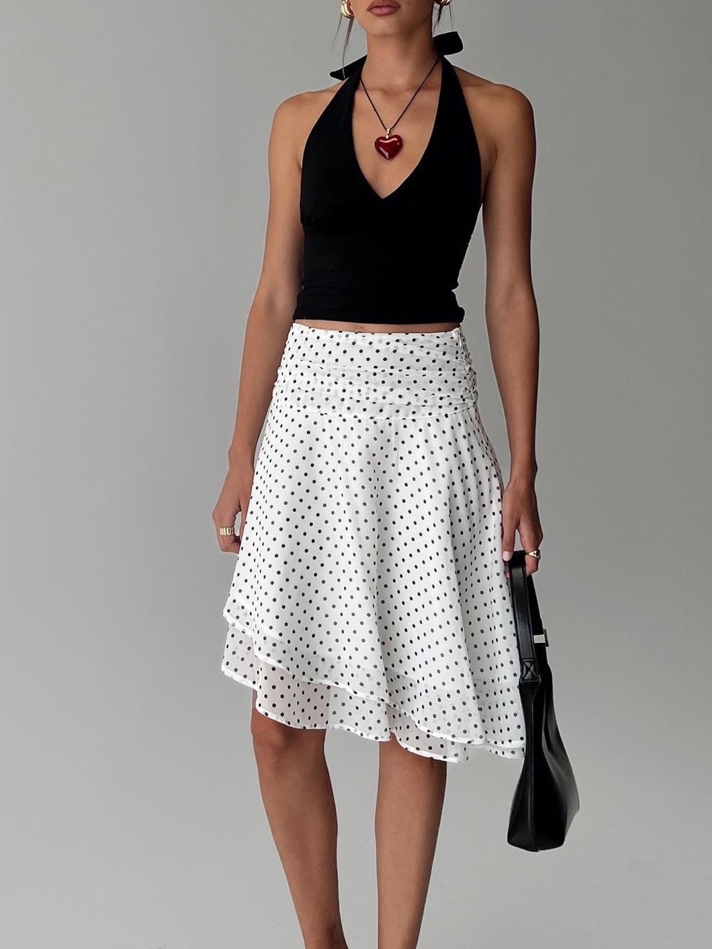 Princess Polly Evanescence Polka Dot Asymmetrical Midi Skirt Size 10e
